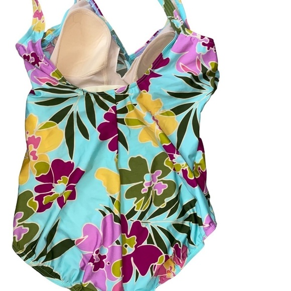 MircaleSuit Bright Floral Ruched One Piece Swimsuit Size 12 - Picture 8 of 9